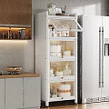 Modern Kitchen Cookware Storage With White Cabinets And Glass Door Shelves