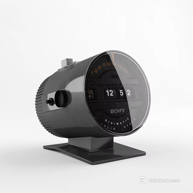 Sony Black Headphone Speaker With Round Transparent Panel And Digital Display Base Stand 3d model