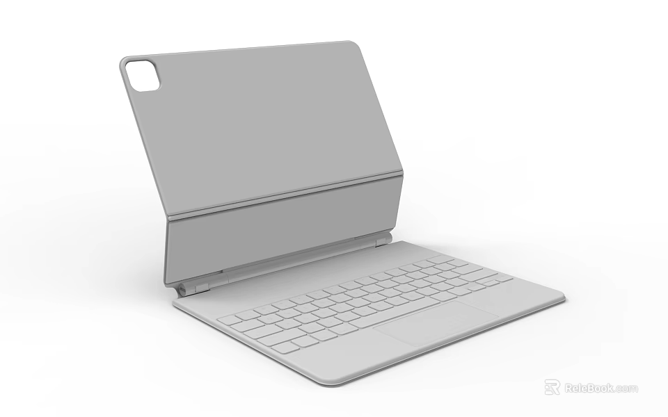 Gray 2 in 1 Laptop With Foldable Detachable Keyboard And Back Camera 3d model