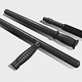 Black Long Handle Tools With Textured Grips And Various Sizes 3d model