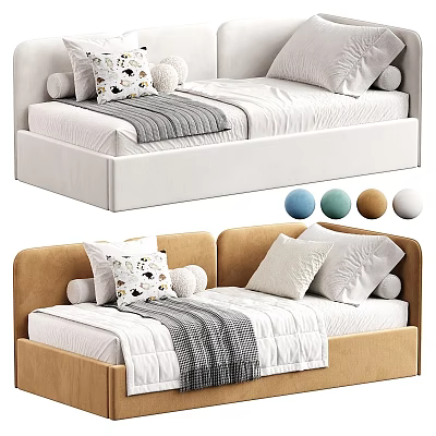 Modern Sofa Bed with Decorative Pillows Gray Blanket and Color Options 3d model