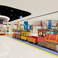 Shopping Mall Lobby With Glass Ceiling Escalators Shops Plants And Hanging Decorations