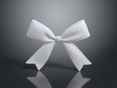 Bow white ribbon gloss symmetrical decoration gift furnishings furnishings 3d model
