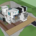 Modern Detached Villa Architecture With White Exterior Large Glass Windows And Balcony