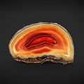 Decorative Ornament Set Featuring Agate Slice With Red Orange Yellow Banded Patterns For Home Decor