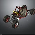 Off Road Buggy Design With Red Frame Large Tires And Yellow Fuel Tanks