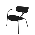 Modern Black Leisure Chair With Metal Frame Leather Seat And Curved Backrest Design