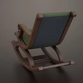 Comfortable Rocking Chair With Wooden Frame And Green Cushion For Leisure Home