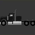 Black Heavy Duty Truck With Cab Shiny Metal Exhaust Pipes And Wheels