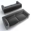 Modern Gray Two Seater Sofa with Fabric Upholstery and Minimalist Design