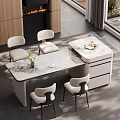 Modern Restaurant Interior Design With Marble Dining Table White Chairs Flower Vase And Coffee Cup