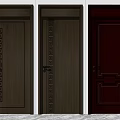 Dark Brown Wooden Flush Doors With Various Decorative Patterns And Frames 3d model