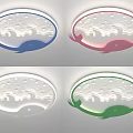 Colorful Kids Room Ceiling Lights With Whale Pattern Wave Design And Star Elements 3d model