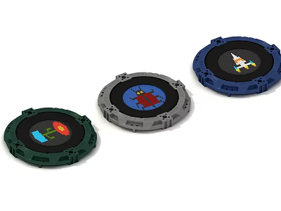 Garden Landscape Decorative Circular Ornaments With Colorful Patterns In Green Gray Blue 3d model