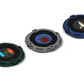 Garden Landscape Decorative Circular Ornaments With Colorful Patterns In Green Gray Blue