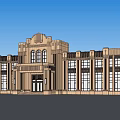 European Architecture Featuring Classical Design Symmetrical Facade Ornate Windows And Portico