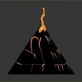 Decorative Volcano Shaped Household Item With Flaming Top And Cracked Surface