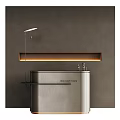 Modern Reception Desk With Metallic Surface Background Wall Lighting Strip And Table Lamp 3d model