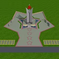 Star Shaped Base Monument Structure With Central Tower And Red Star Decoration 3d model