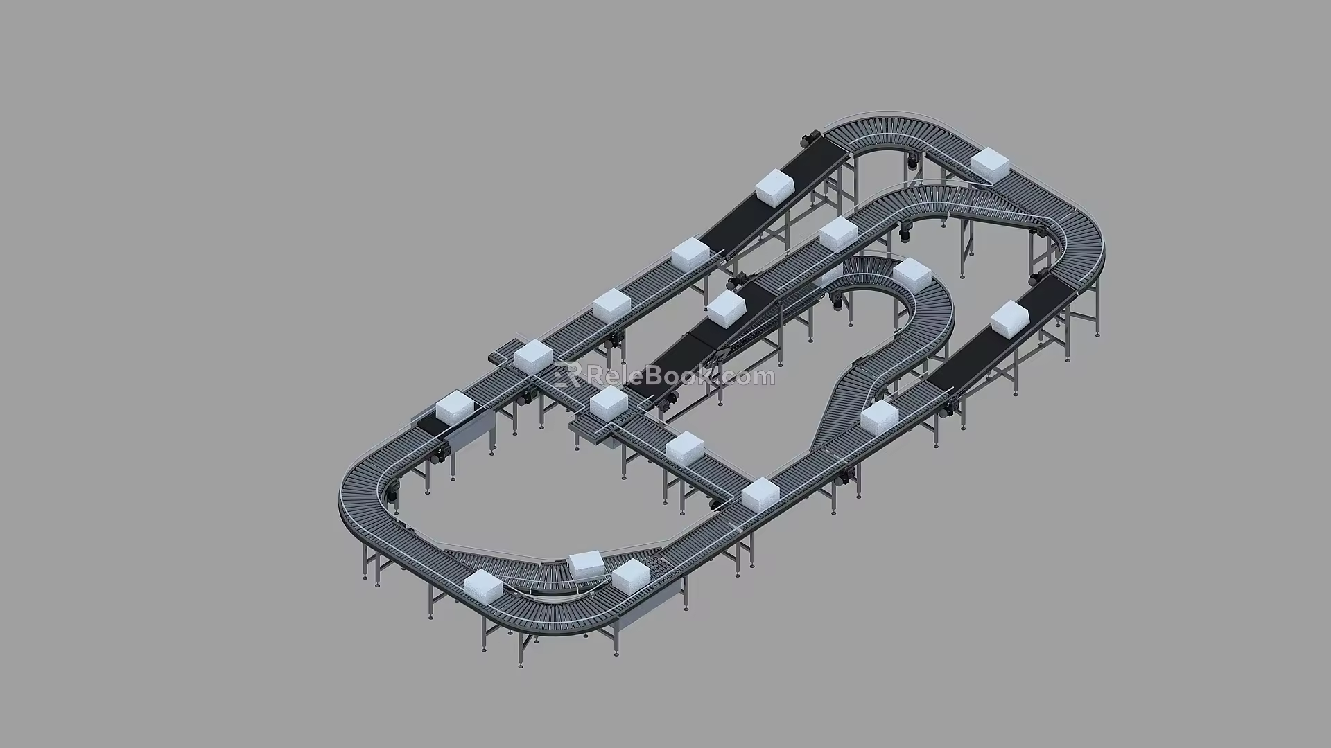 transmission system express sorting conveyor belt 3d model