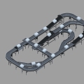 transmission system express sorting conveyor belt 3d model