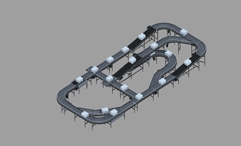 transmission system express sorting conveyor belt 3d model