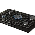 Modern Gas Stove Kitchen Appliance With Multiple Burners And Black Glass Top