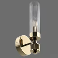 Modern Brass Wall Lamp With Cylindrical Transparent Glass Shade And Sleek Design