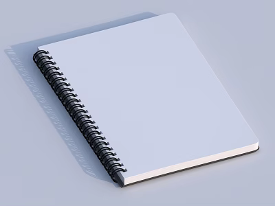 Spiral Bound Notebook with White Cover Clean and Simple Design on Light Flat Surface 3d model