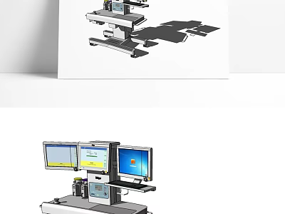 Advanced Medical Equipment With Multiple Displays Mobile Stand And Clinical Workstation 3d model