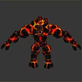 3D Lava Creature Character With Rock Body And Flowing Glowing Magma Details