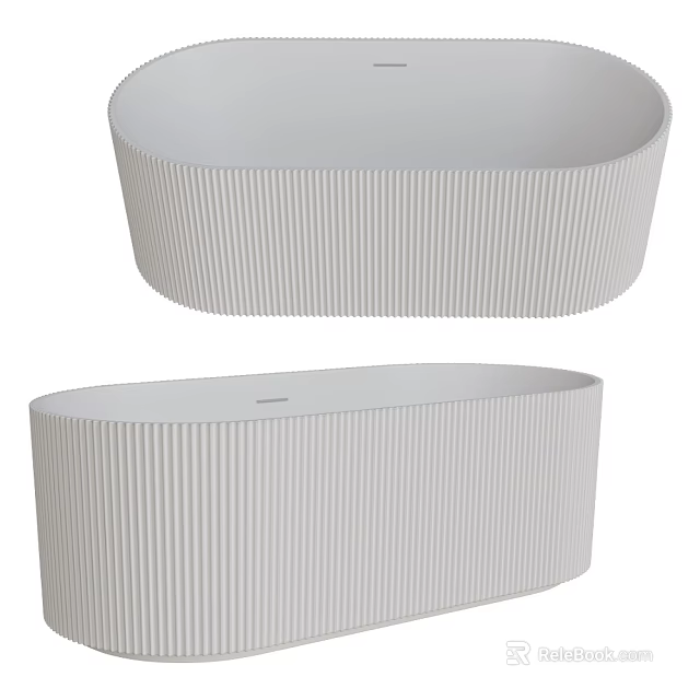 Modern Freestanding Bathtub With Elegant Vertical Striped Design For Bathroom Interior 3d model 