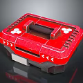 Red Household Storage Box With Modern Design And White Decorative Patterns