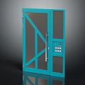 Durable Blue Door Hardware Tools Featuring Glass Panel Metal Frame And Handle 3d model