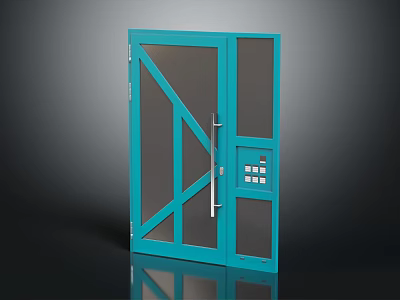 Durable Blue Door Hardware Tools Featuring Glass Panel Metal Frame And Handle 3d model