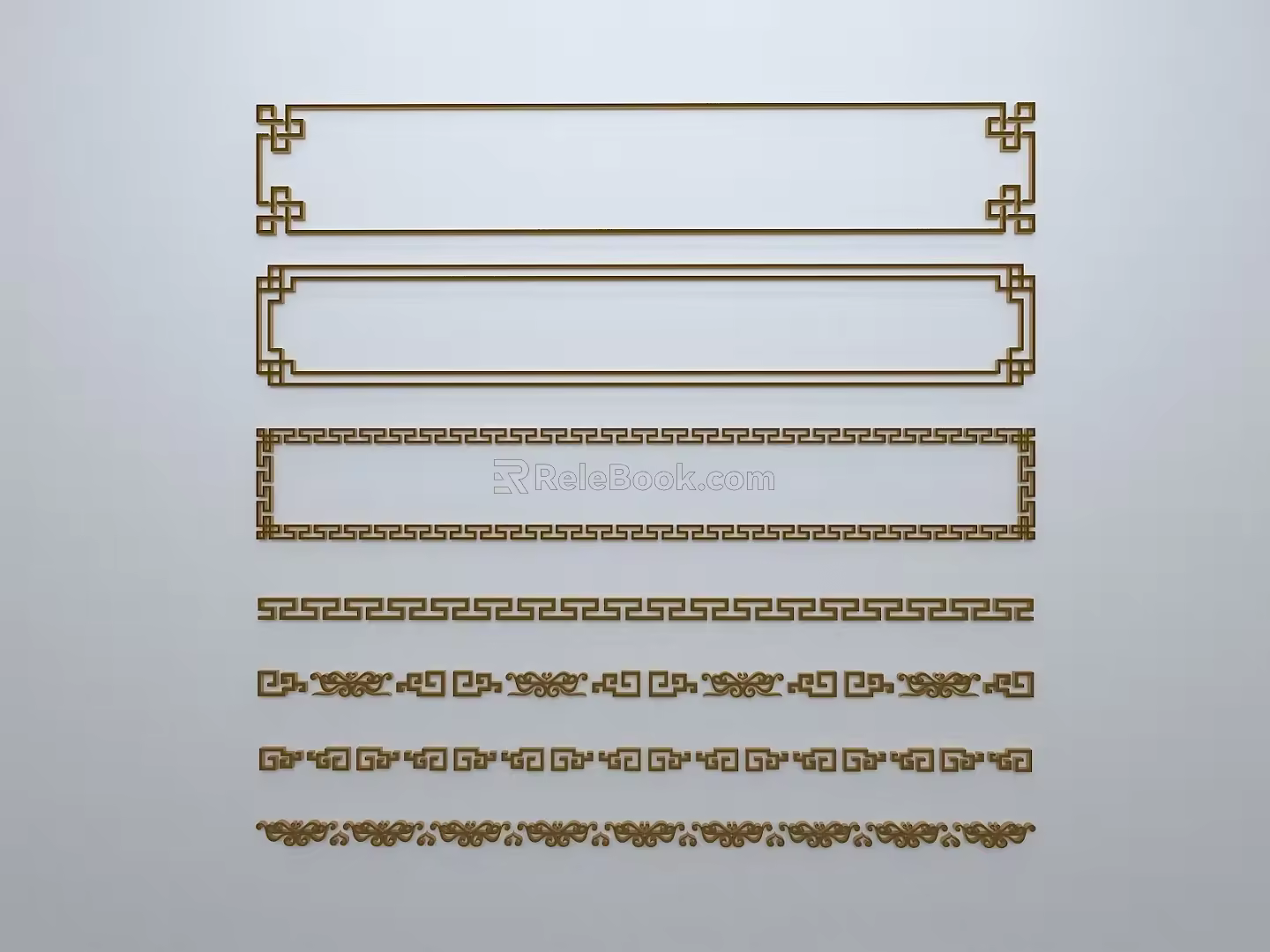 Chinese-style window grilles line silhouette pane window sill border engraved window edge strip construction 3d model