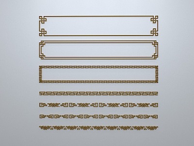 Chinese-style window grilles line silhouette pane window sill border engraved window edge strip construction 3d model