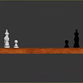 Classic Chessboard With Black White Squares And Orange Frame With Chess Pieces