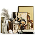 Elegant Decorative Ornament Set With Dried Grass Art Frames Sculptures Candle Holders And Vases