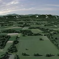Expansive Green Countryside Scenery With Lush Fields Trees And Snow Capped Mountains Under Cloudy Sky
