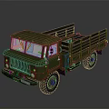Green Military Truck With Open Cargo Bed Vintage Design Front Grille Headlights And Rugged Tires