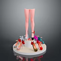 Colorful High Heels Display With Pink Mannequin Legs On Round Stand