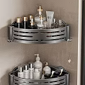 Modern Metal Bathroom Corner Shelf With Toiletries And Sleek Storage Design