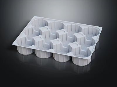 White Plastic Storage Tray With Hexagonal Compartments And Multiple Slots 3d model