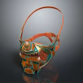 Colorful Ancient Egyptian Decorative Mask With Intricate Turquoise Orange Patterns And Straps