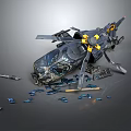 Modern helicopter broken helicopter broken helicopter 3d model