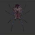 Grotesque Purple Creature Body With Exposed Organs Spiky Hair And Long Legs