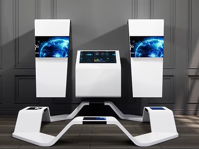 Smart Public Facility With Modern Interactive Display Screens And Information Terminal 3d model