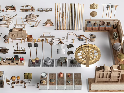 Creative Garden Decorative Pieces With Tools Planters Shelves And Ornaments 3d model