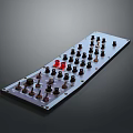 Professional Computer Control Panel Interface With Multiple Knobs Buttons Red Indicators And Aluminum Frame